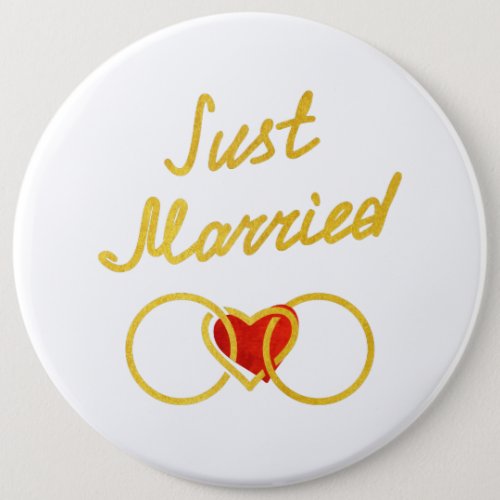Just Married Honeymoon Pure Gold Button