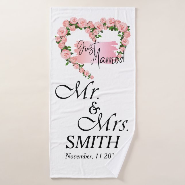 Just Married/Honeymoon wedding gift Towel (Bath Towel)