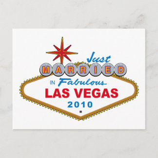Just Married In Fabulous Las Vegas 2010 Announcement Postcard