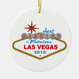 Just Married In Fabulous Las Vegas 2010 Ceramic Ornament