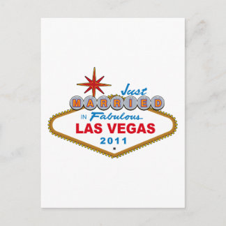 Just Married In Fabulous Las Vegas 2011 Announcement Postcard