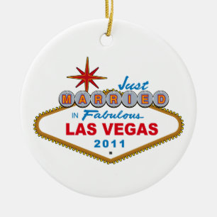 Just Married In Fabulous Las Vegas 2011 Ceramic Ornament