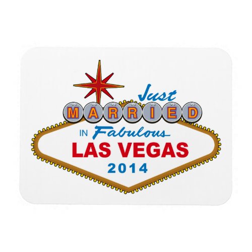 Just Married In Fabulous Las Vegas 2014 Sign Magnet