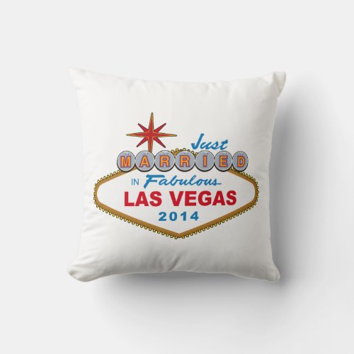 Just Married In Fabulous Las Vegas 2014 Sign Throw Pillow