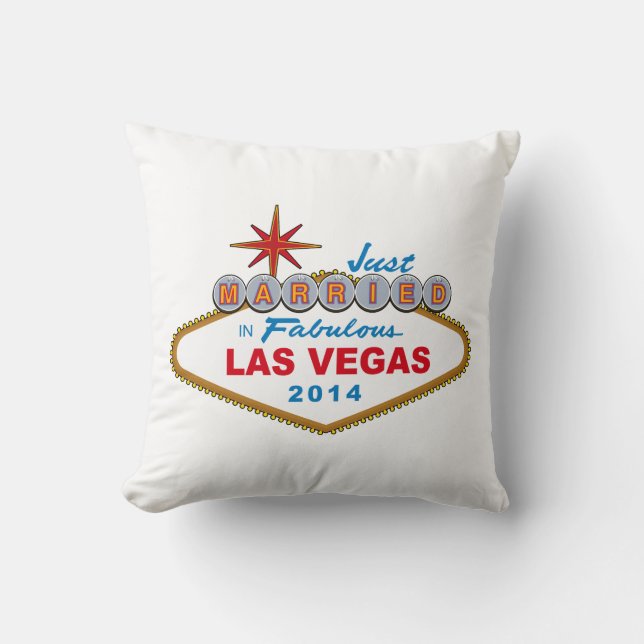 Just Married In Fabulous Las Vegas 2014 (Sign) Throw Pillow (Front)