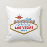 Just Married In Fabulous Las Vegas 2014 (Sign) Throw Pillow<br><div class="desc">Just Married In Fabulous Las Vegas 2014 (Vegas Sign)... This funny wedding shirt features the world famous Welcome To Las Vegas sign. Great Wedding gift idea for a bride and groom getting married in Las Vegas. Great honeymoon shirt! Perfect to wear while strolling along the Las Vegas strip. Let everyone...</div>