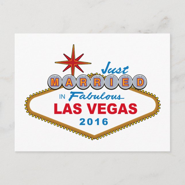 Just Married In Fabulous Las Vegas 2016 (Sign) Announcement Postcard (Front)