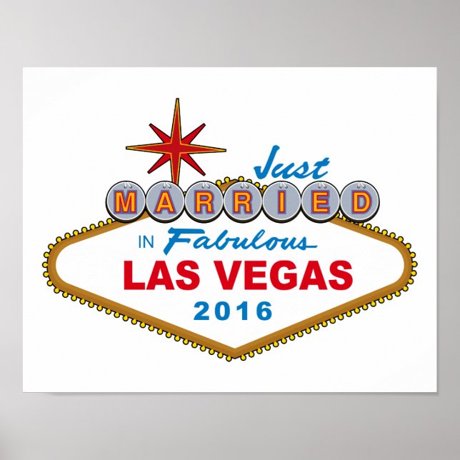 Just Married In Fabulous Las Vegas 2016 (Sign) Poster (Front)