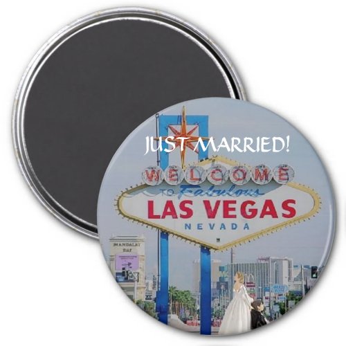 JUST MARRIED In Fabulous Las Vegas Button Magnet