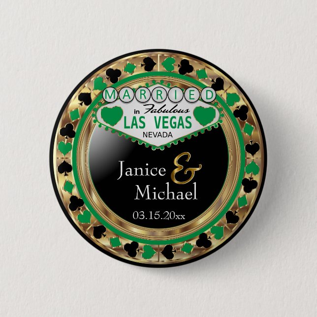 Just Married in Fabulous Las Vegas | Green Button (Front)