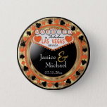 Just Married in Fabulous Las Vegas | Orange Button<br><div class="desc">Do it in style with this Popular Las Vegas Wedding Button Pin. Featured in an orange, black and faux gold metallic poker chip style designed with the saying "Married in Fabulous Las Vegas Nevada" ready for you to personalize. Makes a great party favor keepsake for your guests. More colors are...</div>