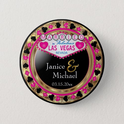 Just Married in Fabulous Las Vegas  Pink Button