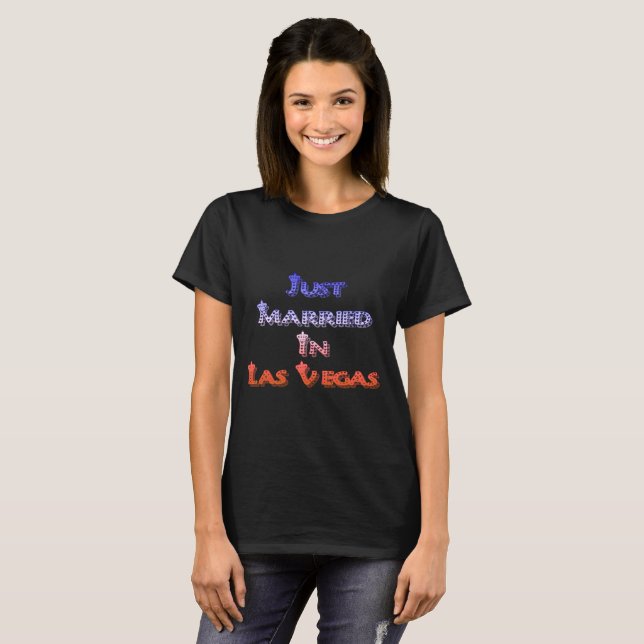 Just Married In Las Vegas Crown Style T-Shirt (Front Full)