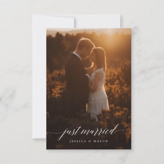 Just Married Invite Eloped Announcement - White (Front)
