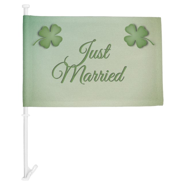 Just Married Irish Wedding Flag (Front)