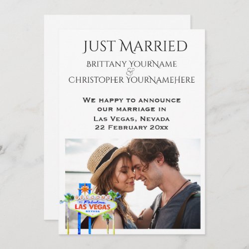 Just Married las Vegas Photo Announcement