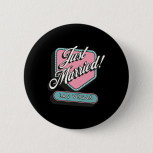 Just Married Las Vegas Wedding Bride Groom  Button