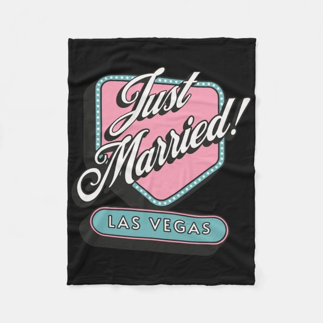 Just Married Las Vegas Wedding Bride Groom  Fleece Blanket (Front)