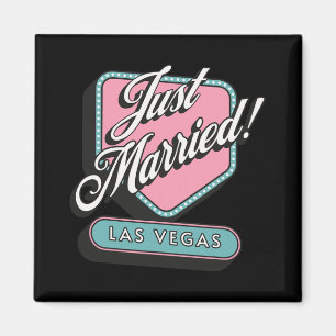 Just Married Las Vegas Wedding Bride Groom Magnet