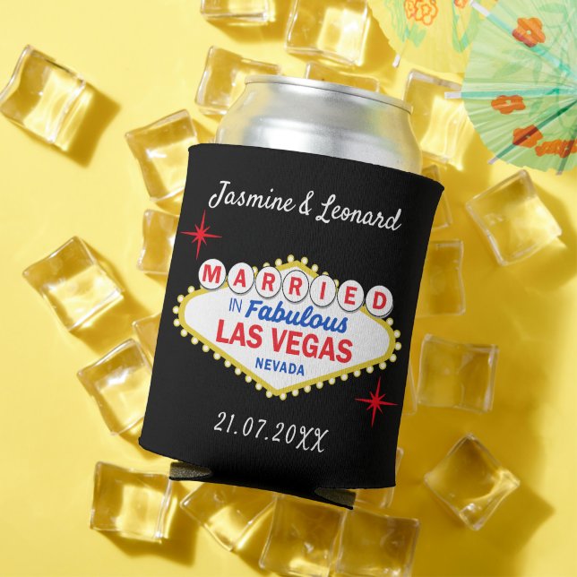 Just Married Las Vegas Wedding Favor Can Cooler (In Situ Summer)