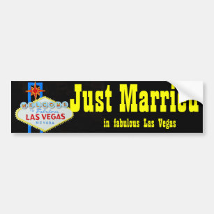 Just Married Las Vegas Welcome Sign Bumper Sticker