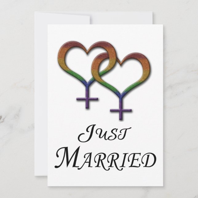 Just Married Lesbian Pride Design Holiday Card (Front)