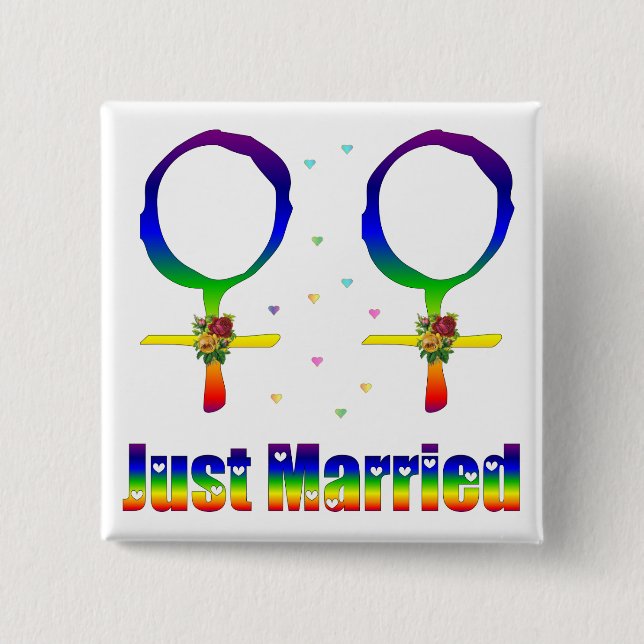 Just Married Lesbians Button (Front)