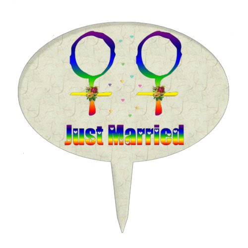 Just Married Lesbians Cake Topper