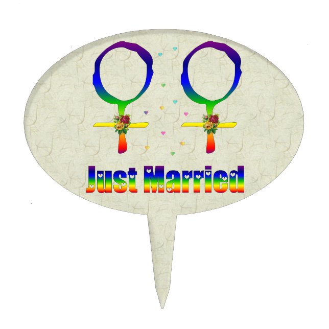 Just Married Lesbians Cake Topper (Front)