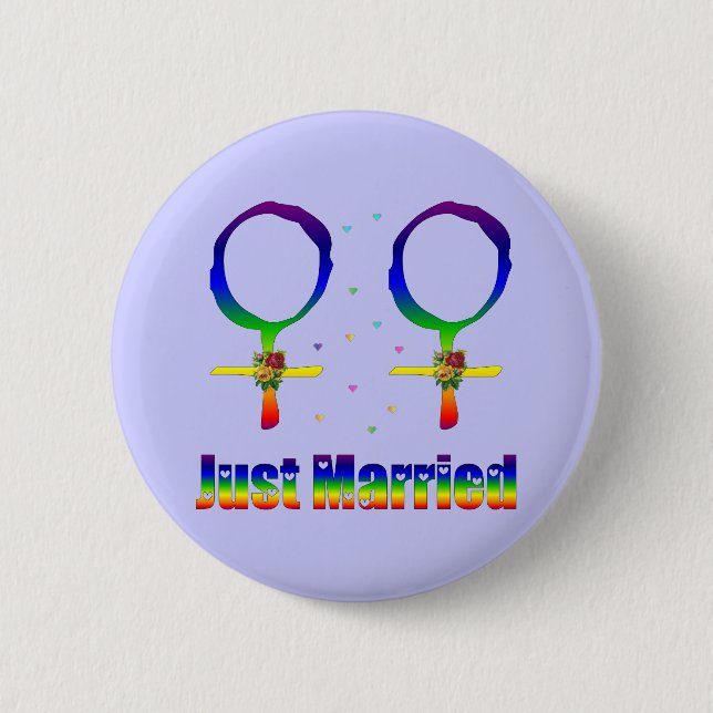 Just Married Lesbians Pinback Button (Front)