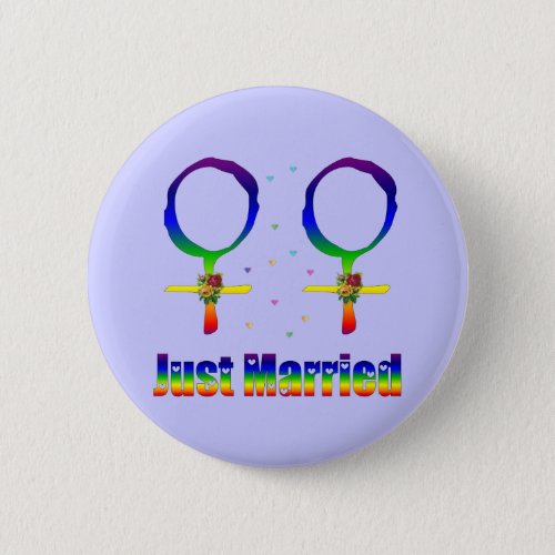 Just Married Lesbians Pinback Button