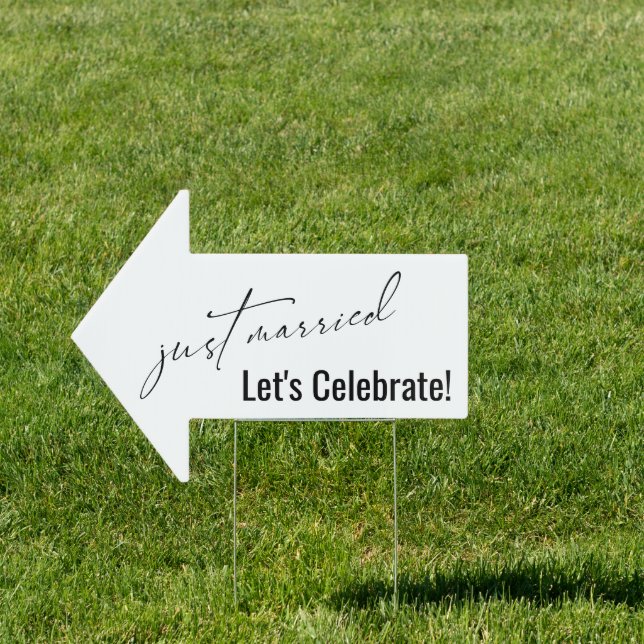 Just Married, Let's Celebrate! Simple Elegant Sign (Insitu)