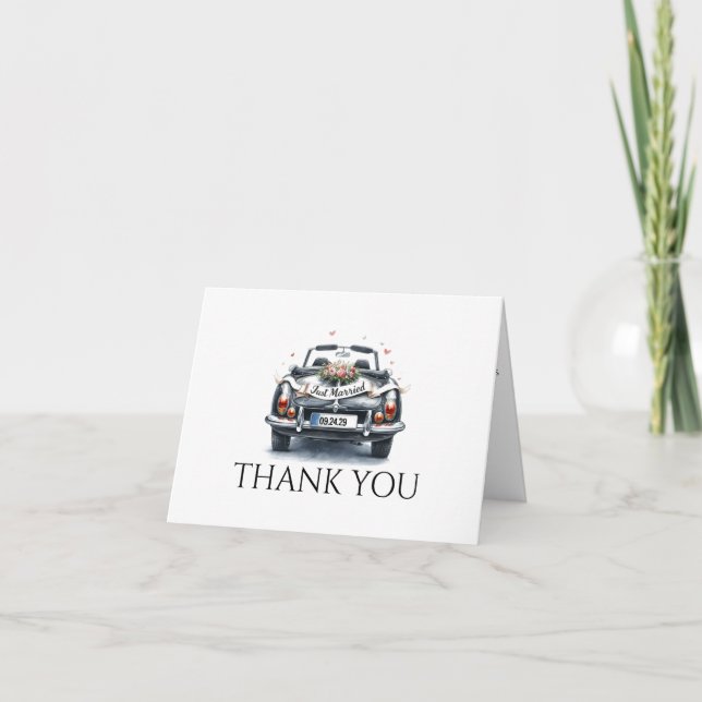 Just Married Letterpress Thank You Card (Front)