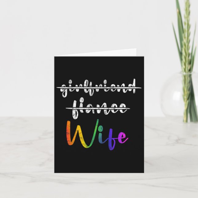 Just Married Lgbt Wedding Party Lesbian Wife Tee H Card (Front)