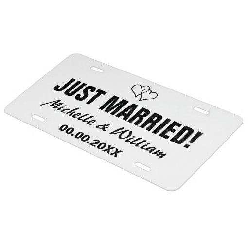 Just married license plate for wedding car Zazzle