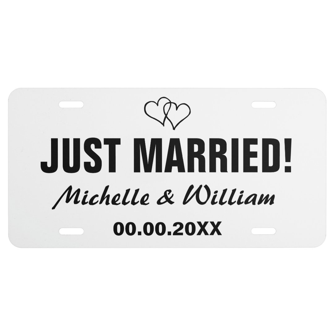 Just married license plate for wedding car Zazzle