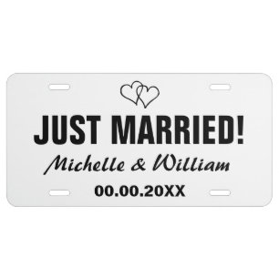 Just married license plate for wedding car