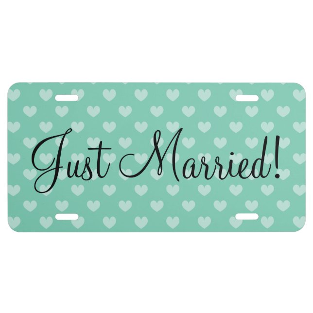 Just Married license plate with heart pattern (Front)