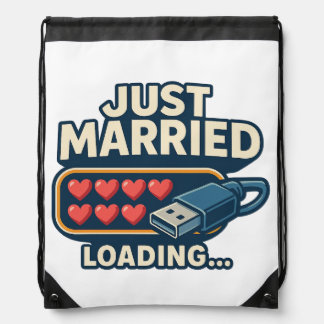 Just Married Loading – Funny Tech Wedding  Drawstring Bag