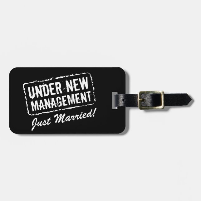 Just married luggage tag | Under new management (Front Horizontal)