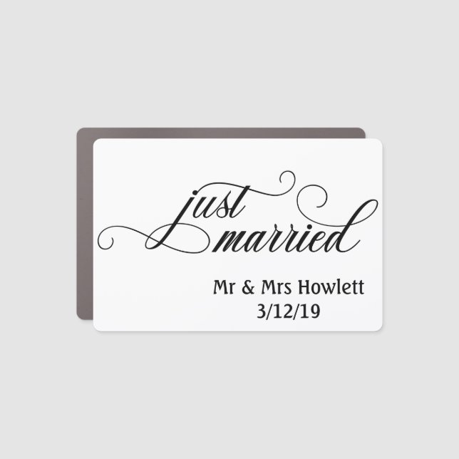 Just Married Marriage Honeymoon Car Magnet (Front)