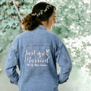 Just Married Matching Couples Honeymoon Shirts Denim Jacket