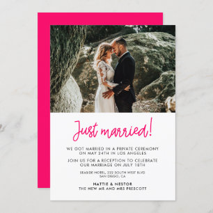 Just married Modern calligraphy announcement