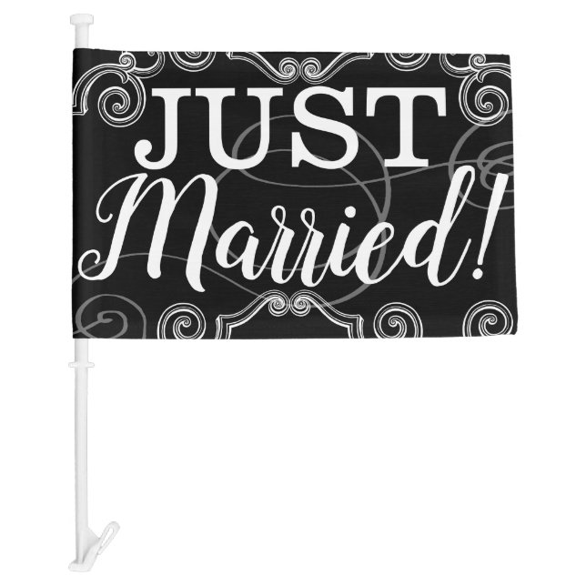 Just Married Modern Car Flag (Front)