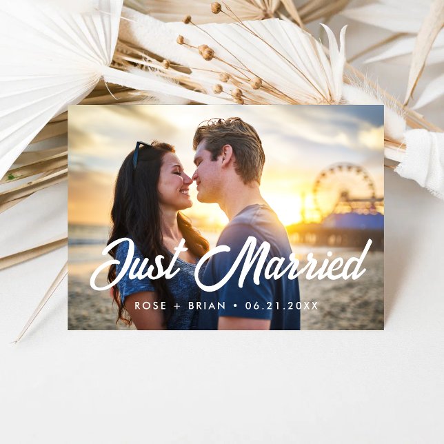 Just Married Modern Contemporary Wedding Photo Announcement (Creator Uploaded)