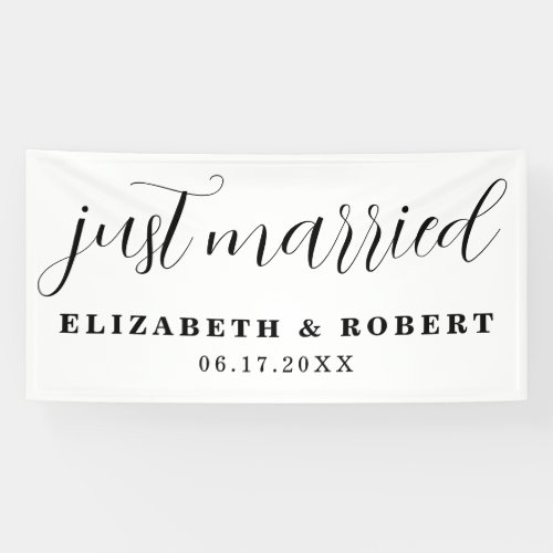 Just Married Modern Elegant Newlywed Wedding Banner