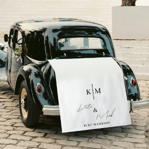 Just Married Monogram Wedding Car Banner Sign Tapestry