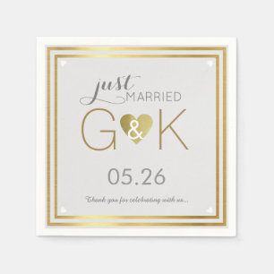 Just Married + Monogram . Wedding reception nice Paper Napkins