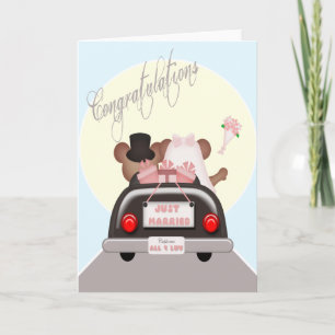 Just Married Mouse Bride and Groom Wedding Announcement