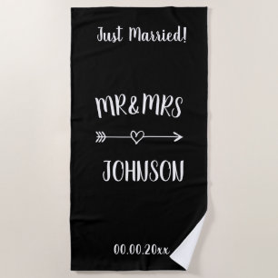 Just married Mr and Mrs beach towel for newly weds